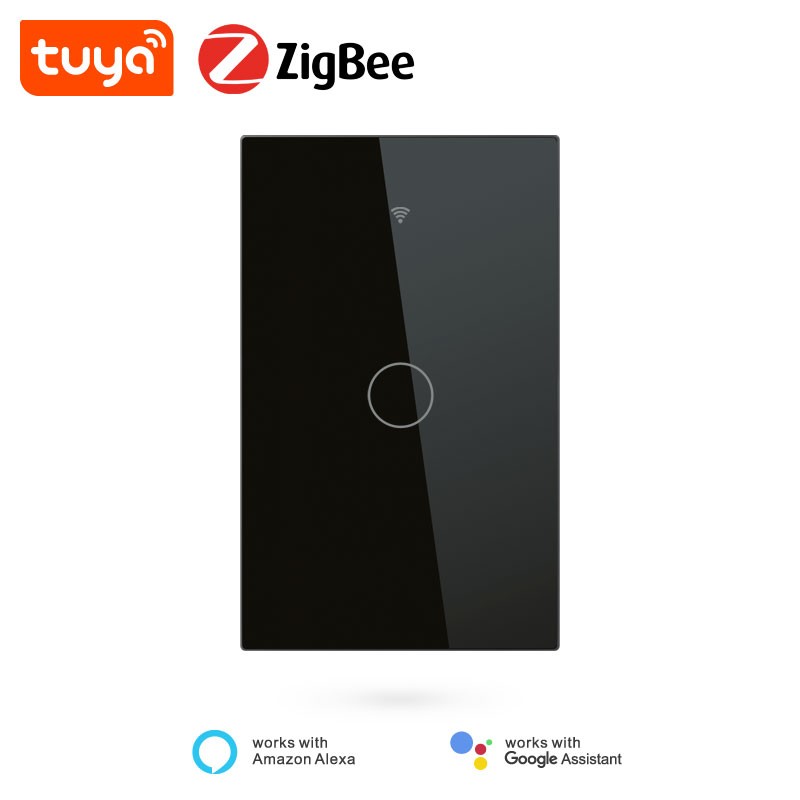 Interrupteur Intelligent Zigbee En Verre Tactile Noir Tuya