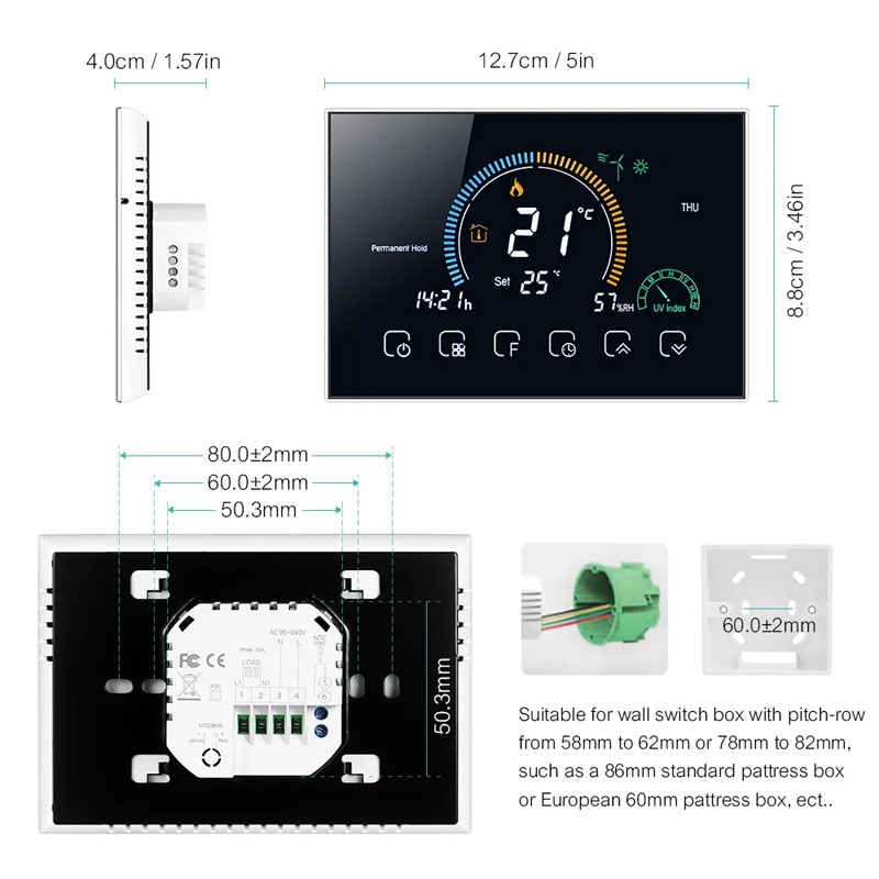 Termostato WiFi Beca BHT 8000GBLW Controllo Riscaldamento Elettrico