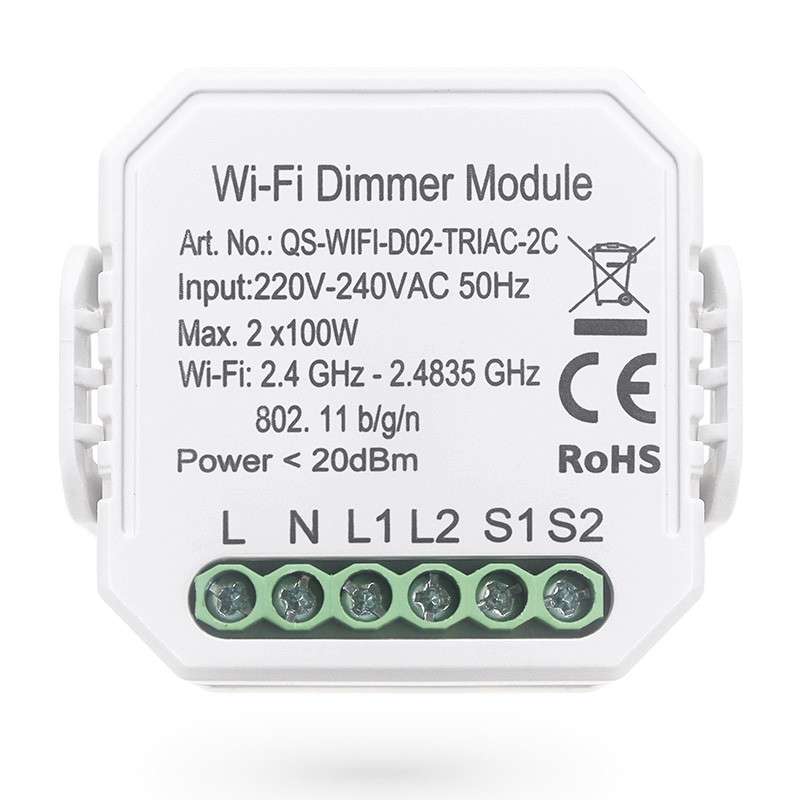 Tuya Modulo Dimmer a 2 Canali interruttore dimmerabile WiFi per Luci