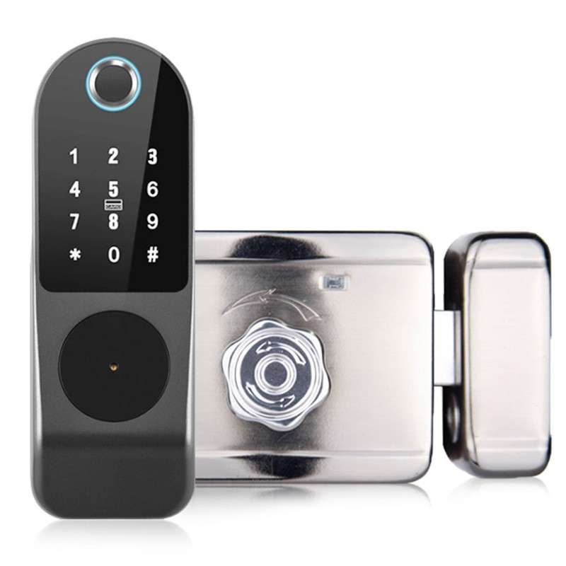 Cerradura de puerta inteligente con Bluetooth, aplicación biométrica  electrónica de huellas dactilares, mando a distancia, llave Fobs, manija de  Alexa, cerraduras de entrada sin llave for el hogar ( C : 