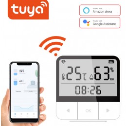 Acheter Tuya – capteur WIFI intelligent de température et d'humidité,  hygromètre d'intérieur, thermomètre, contrôle de la vie intelligent,  compatible avec Alexa et Google Assistant