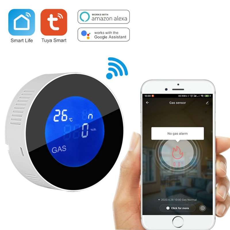 Tuya Digital WiFi Smart Gas Detector with LCD