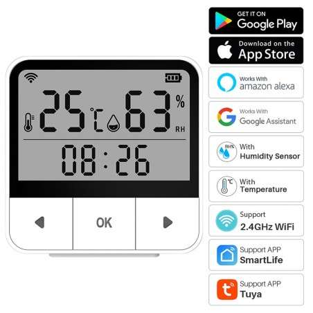 Tuya Smart WiFi Digital Temperature and Humidity Sensor