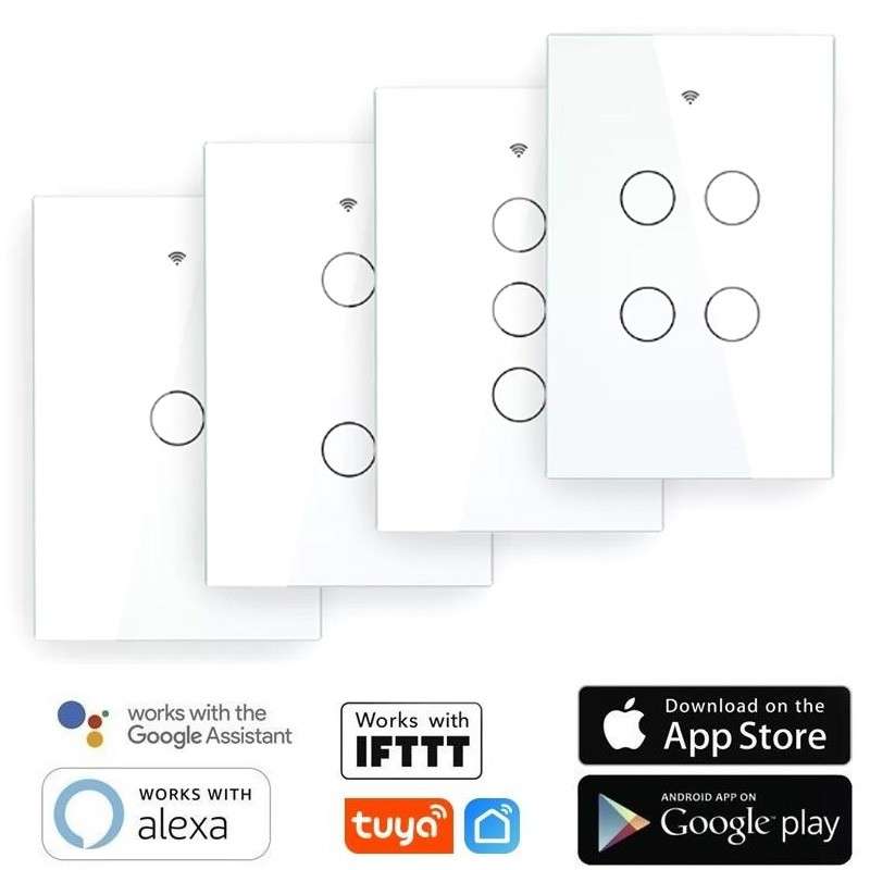 Interruptor Inteligente Wifi 3 Canales Touch Smart Life Alexa Google