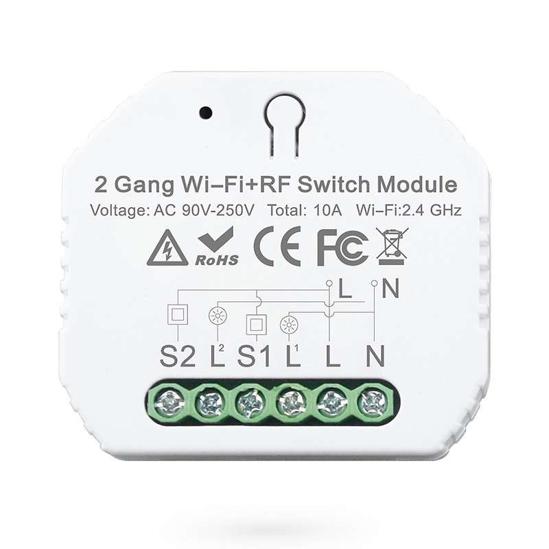  HAPYTHDA Enchufe inteligente con control remoto, Wi-Fi de 2.4  GHz y RF433 Control remoto inalámbrico, interruptor de luz de salida no  requiere cable neutro, funciona con Smart Life/Tuya APP, compatible con