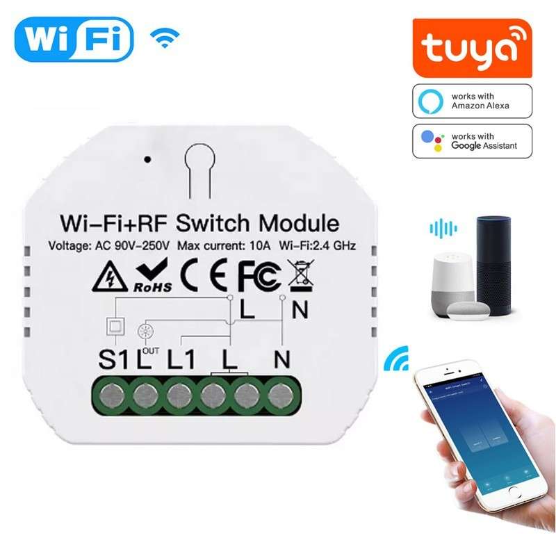 Verzoekschrift Automatisering Geurig Tuya Mini Switch 1 Kanaal Smart WiFi en RF433 met Afstandsbediening