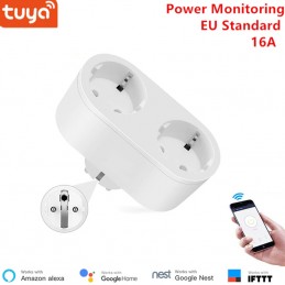 Tuya Double Smart WiFi Socket 16A with Measurement Function