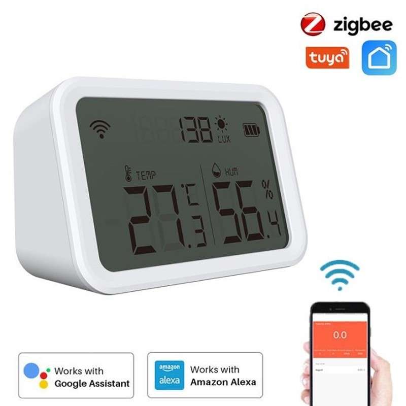 Capteur de détection d'humidité et de température avec écran LCD,  thermohygromètre WiFi Smart Life, Tuya, Alexa, Google