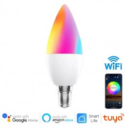 V-TAC Smart Lampada Led Candela E14 C37 4,5W WiFi RGB CCT Dimmerabile APP  Compatible  Alexa Google Home SKU-2754 - Led Mauro Mania