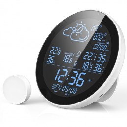 Tuya – Station météo connectée WIFI, capteur de température  intérieur/extérieur, pour maison, avec écran LCD de 7.5 pouces, thermomètre  numérique, réveil - AliExpress