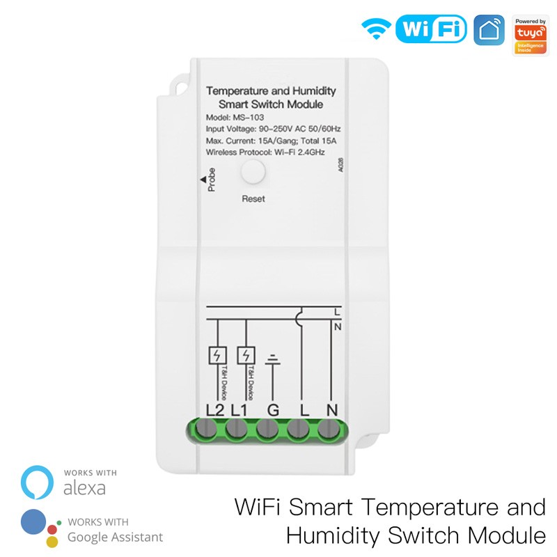 Capteur de température et d'humidité du module WiFi intelligent Tuya -  Alexa Google