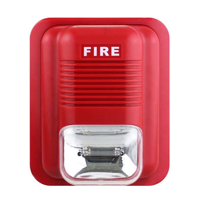 SIRENA ELETTRONICA LAMPEGGIANTE ROSSA ESTERNA SEGNALA ALLARME INCENDIO  BATTERIA 12 V 1,2 AH ALIMENTATA 24 VCC SOTTOCOPERCHIO ANTISCHIUMA