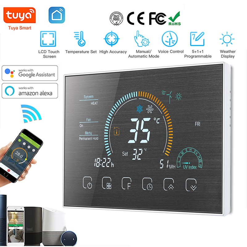 Beca BAC-8000ALWE Smart WiFi Thermostat for Fan Coil with Probe