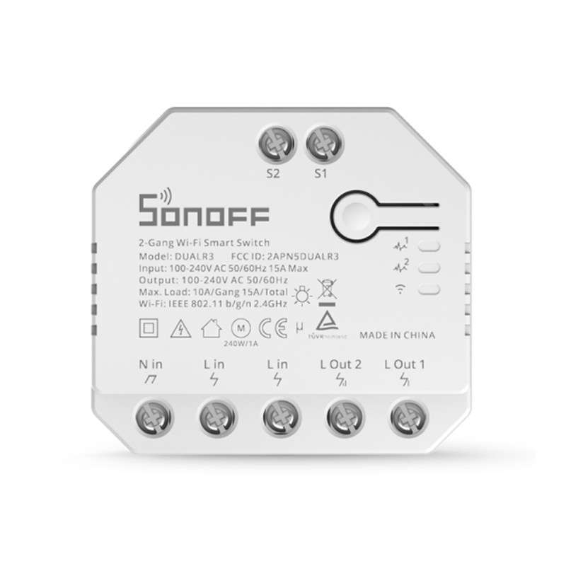 Conmutador WiFi Sonoff Dual R3 con 2 canales