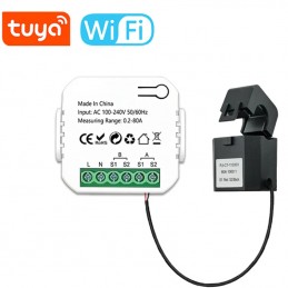 Compteur d'énergie WiFi en temps réel bidirectionnel intelligent avec 2  pinces, moniteur de consommation d'électricité, application Tuya –