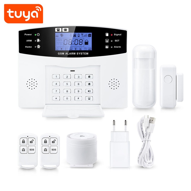 Kit alarme maison sans fil WiFi SMS et appel GSM, compatible Tuya Smart  Life, Google Home et  Alexa 