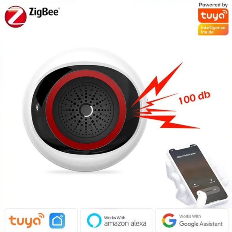 Tuya Smart Zigbee Siren Wireless Linkage Smart Sound And Light Alarm Horn  Siren