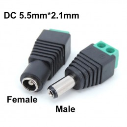 Conector de alimentación CC macho y hembra de 2,1 x 5,5 mm