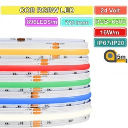 COB RGBCW LED Strip med 896 lysdioder per meter DC24V 5 meter