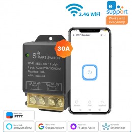 Module de relais WiFi intelligent haute puissance 30A, 1 canal, Compatible avec eWeLink