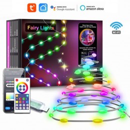 Chaîne lumineuse de Noël LED Tuya RGBIC Smart WiFi et Bluetooth