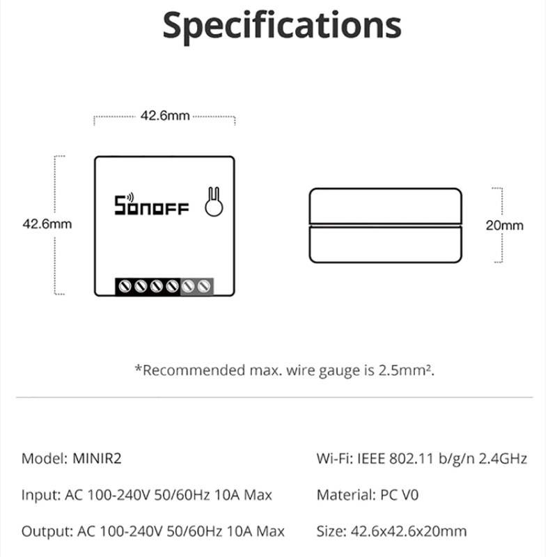 Sonoff mini R2 interruttore smart wifi 1 canale (10A)