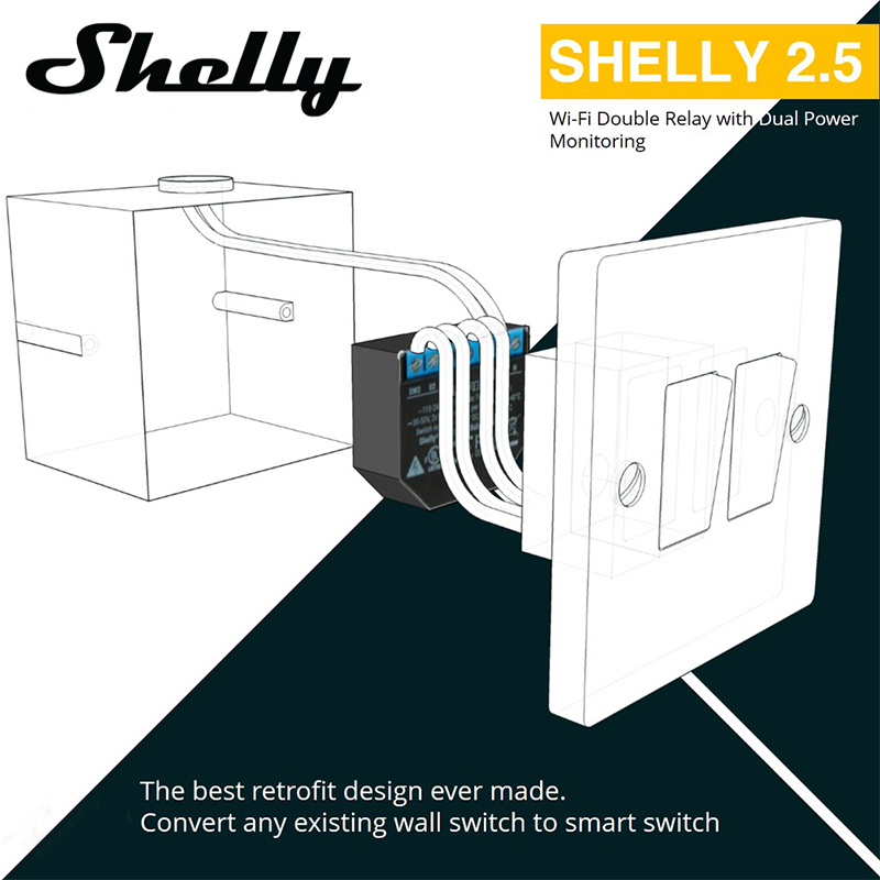 Shelly 2.5 WiFi Smart Switch with Consumption Detector