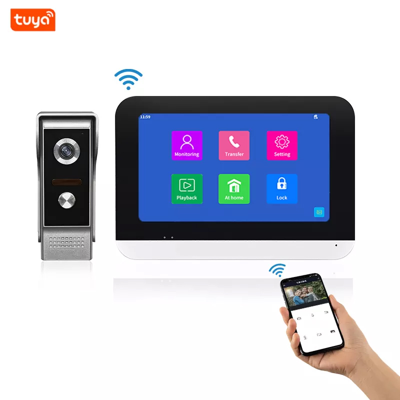 Interphone vidéo WiFi Anjielosmart pour appartement maison Tuya sonnette  vidéo porte téléphone WiFi système d'interphone vidéo sans fil pour la  maison