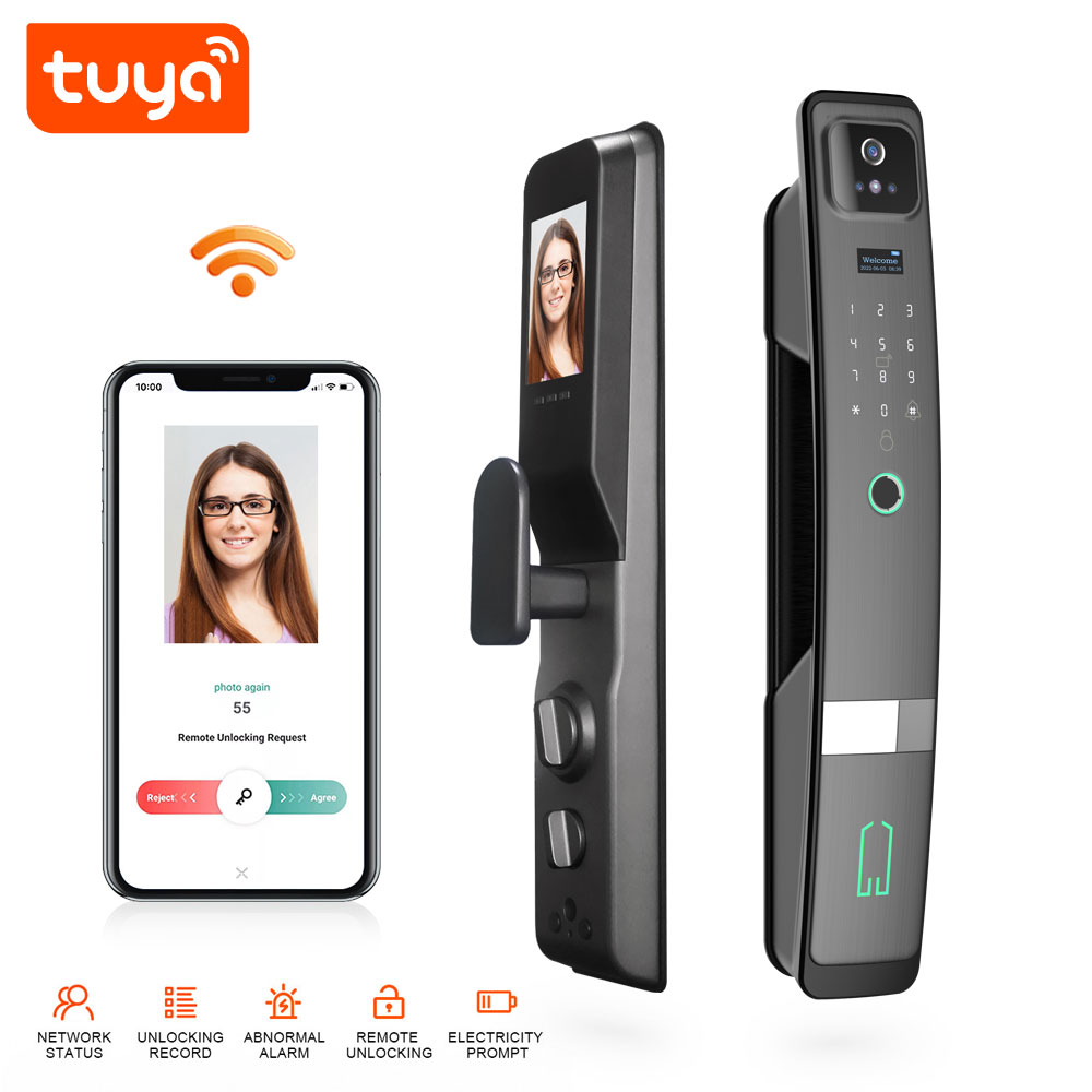 Cerradura Digital Wifi Con Camara Huella Rfid Pin App Tuya