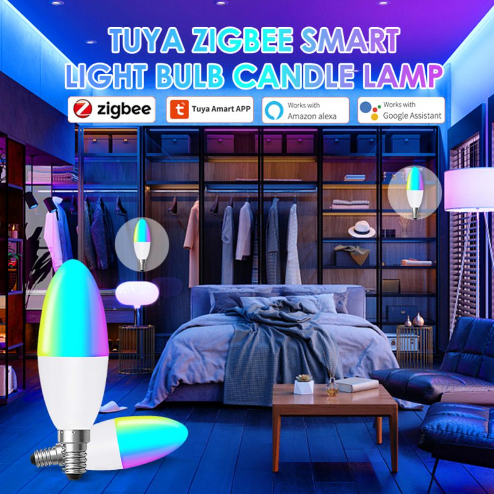 Lot 5x Calex Smart Tuya Wifi E14 Bougie 5W 470lm - 822-840 Variable Blanc, RGBW - Dimmable - Équivalent 40W