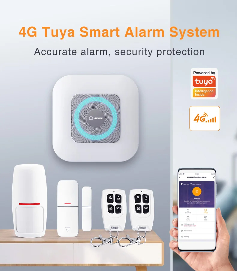 TUYA Smart Life APP WIFI&GSM Wireless Home Security Burglar Alarm