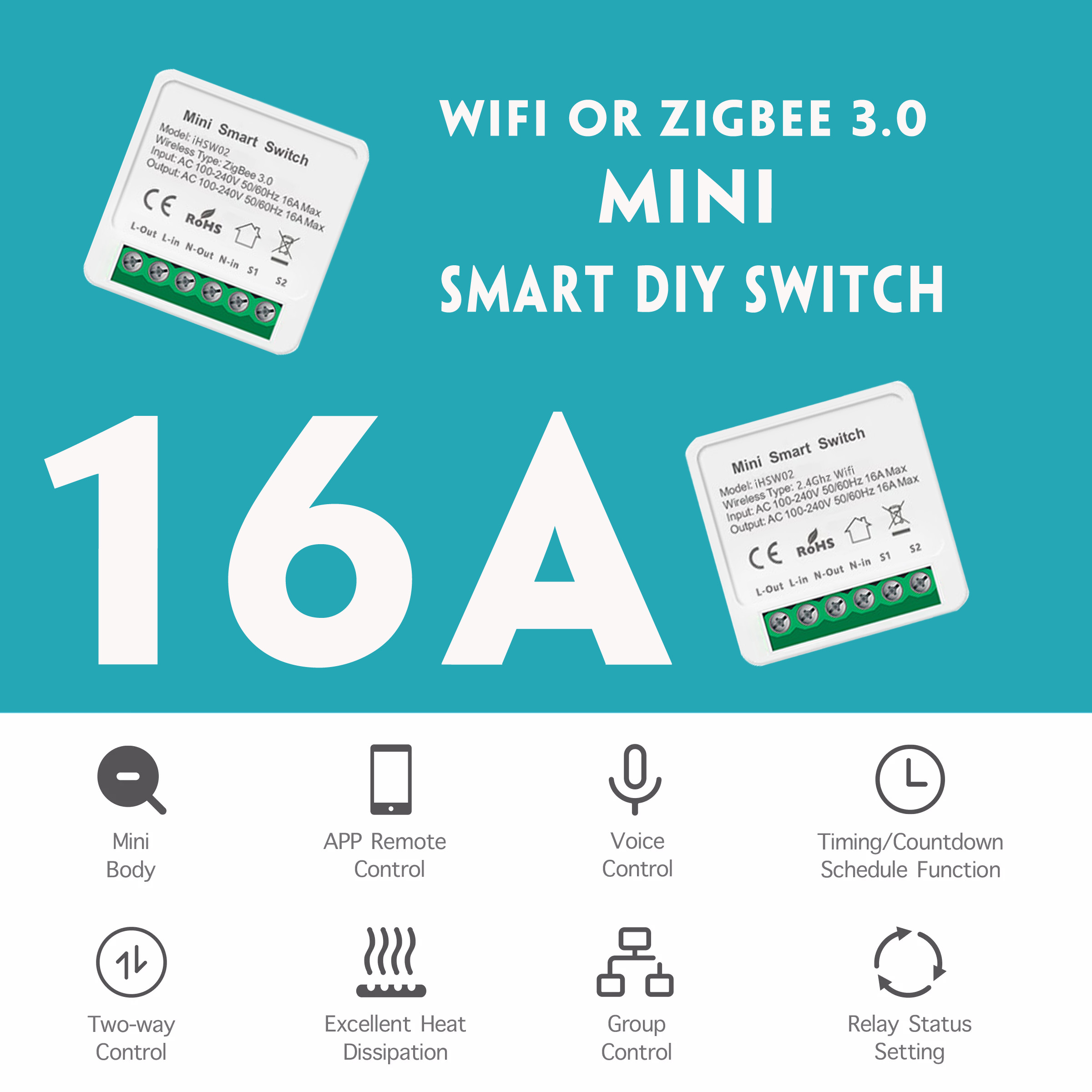 Passerelle zigbee - Tuya Smart Switch 16a Module De Relais Zigbee