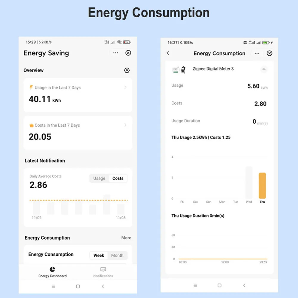 Tuya smart app energy meter shows different values than home
