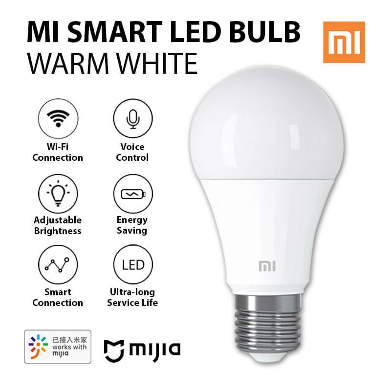 Xiaomi Paquet Réveil Numérique à Ampoule LED Mi Smart Blanc