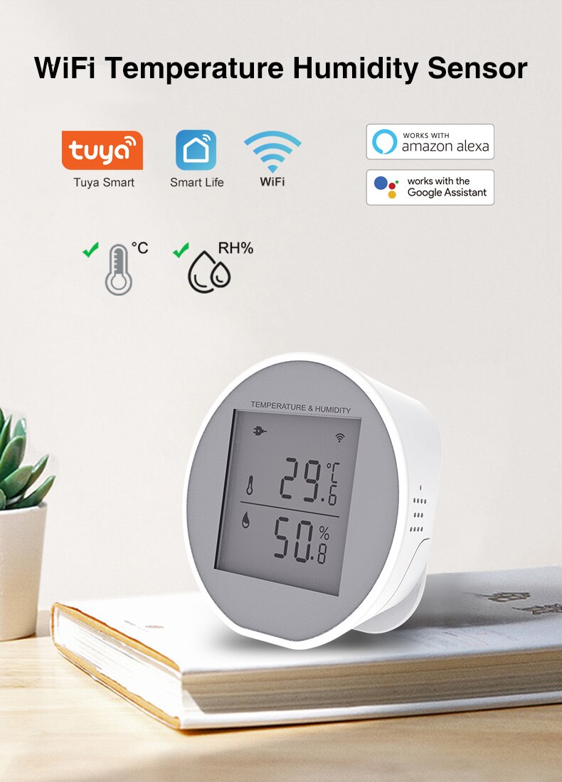 Tuya WiFi Indoor Thermometer Hygrometer Remote Monitor Digital LCD