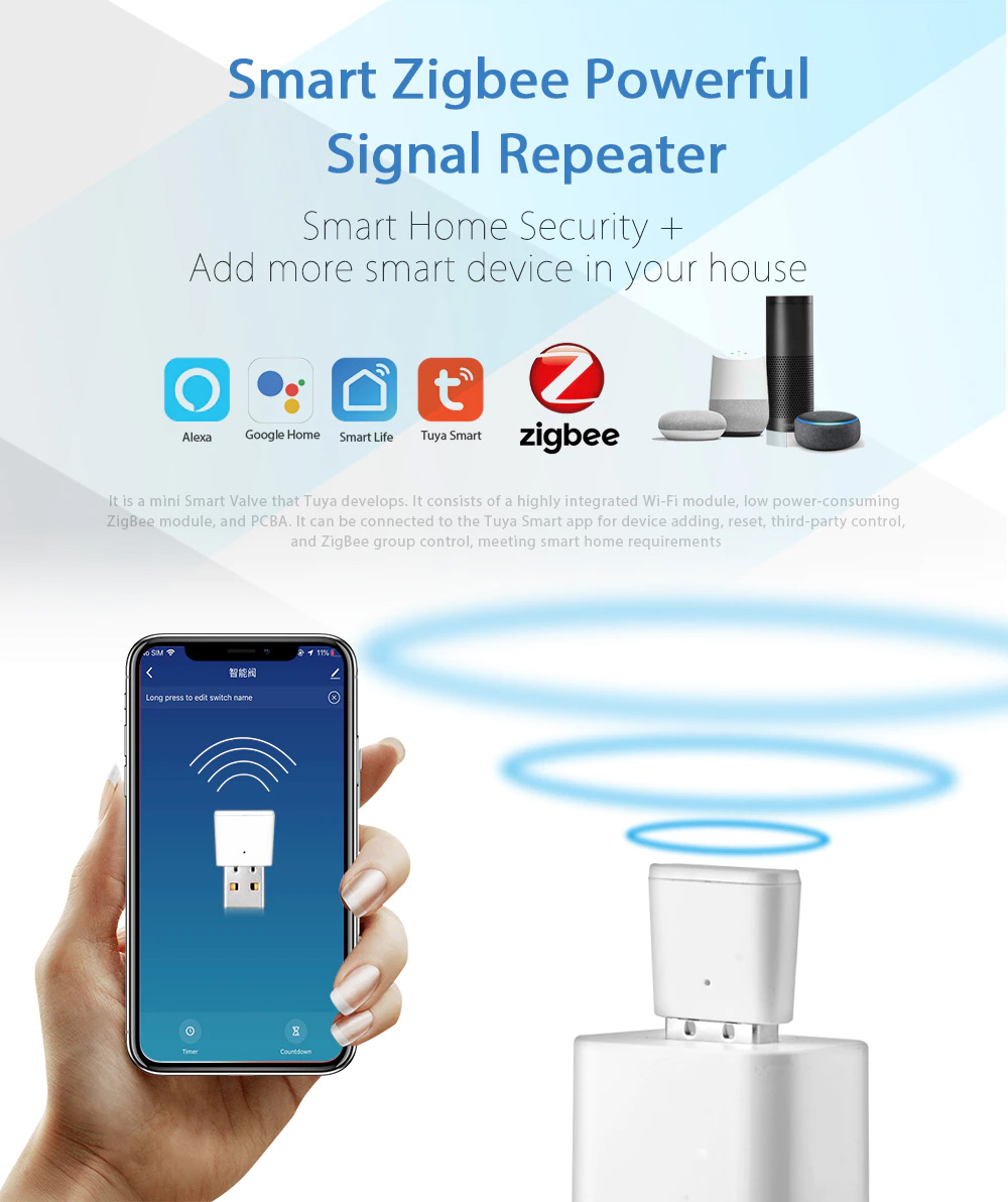 Répéteur / routeur zigbee alimenté par USB, compatible Tuya Smart Life,  Lidl Home, etc. 