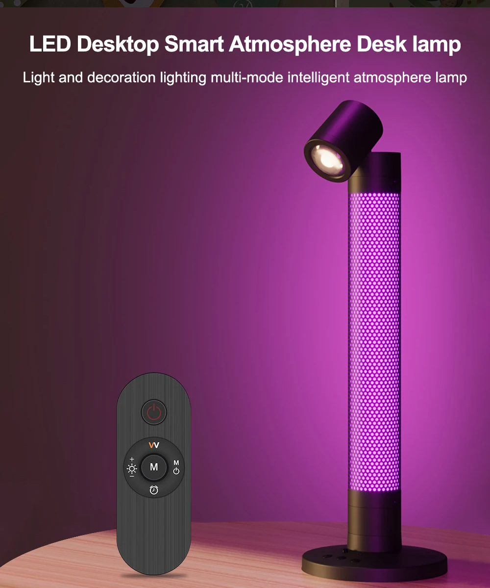 En plus d'économiser la lampe de bureau sans fil intelligente Planet-9, la  lumière d'humeur programmable avec RGB-LED programmable, la chambre, la